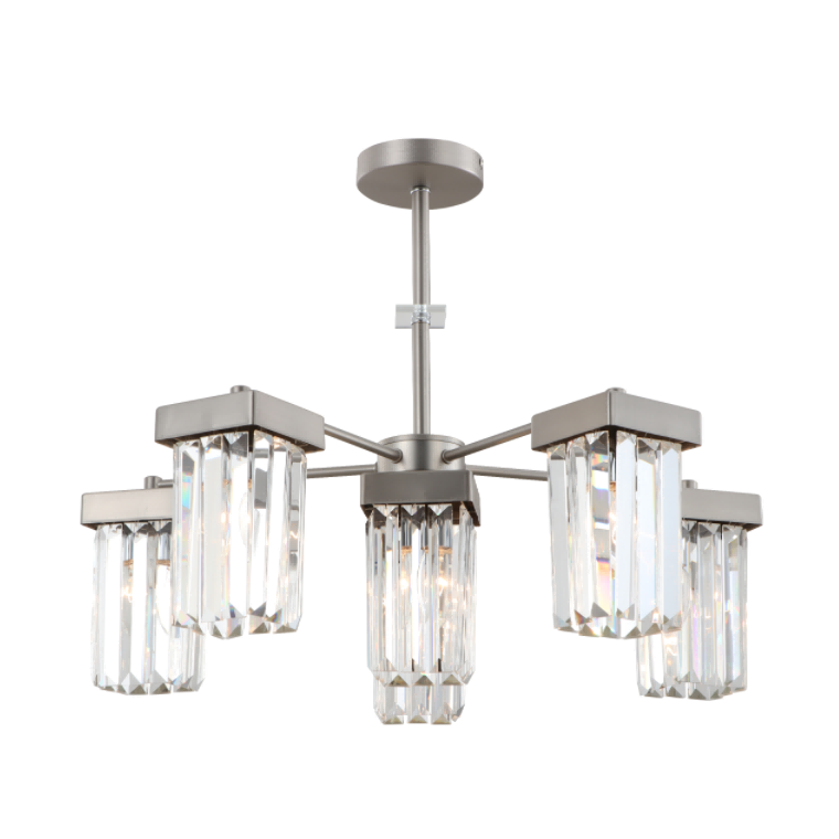 6-lekki nikiel Modern K9 Crystal Sufit żyrandol