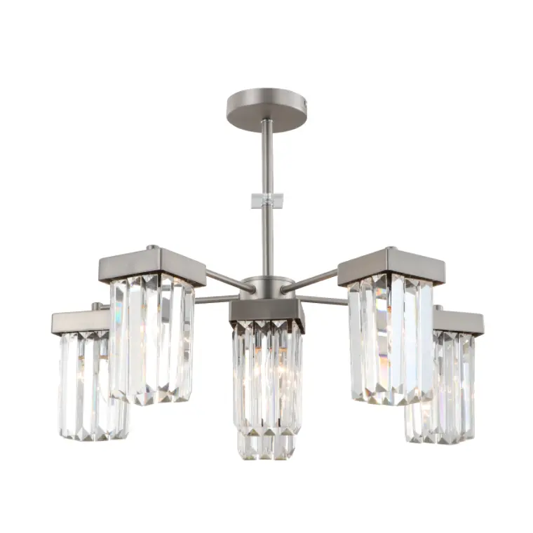 6-lekki nikiel Modern K9 Crystal Sufit żyrandol