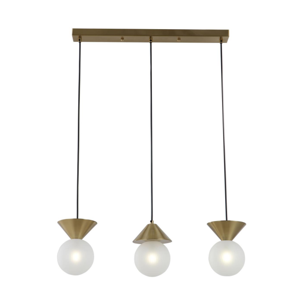 Szczotkowana mosiężna liniowa lampa wiszka 3 światła