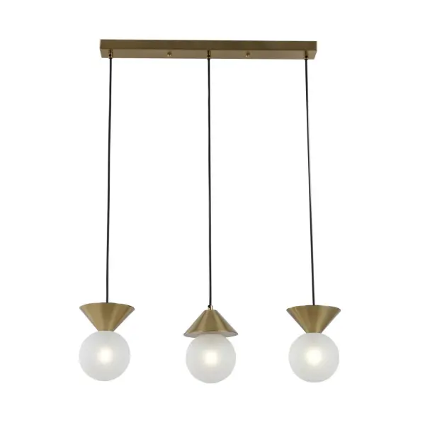 Szczotkowana mosiężna liniowa lampa wiszka 3 światła