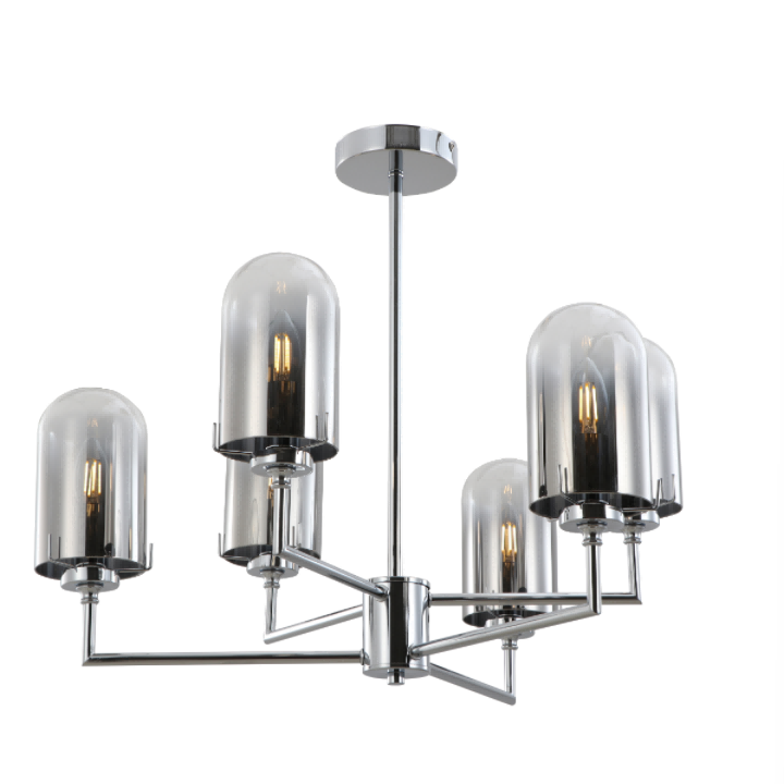 Chrome Metal Smoky Dome Glass Lamp