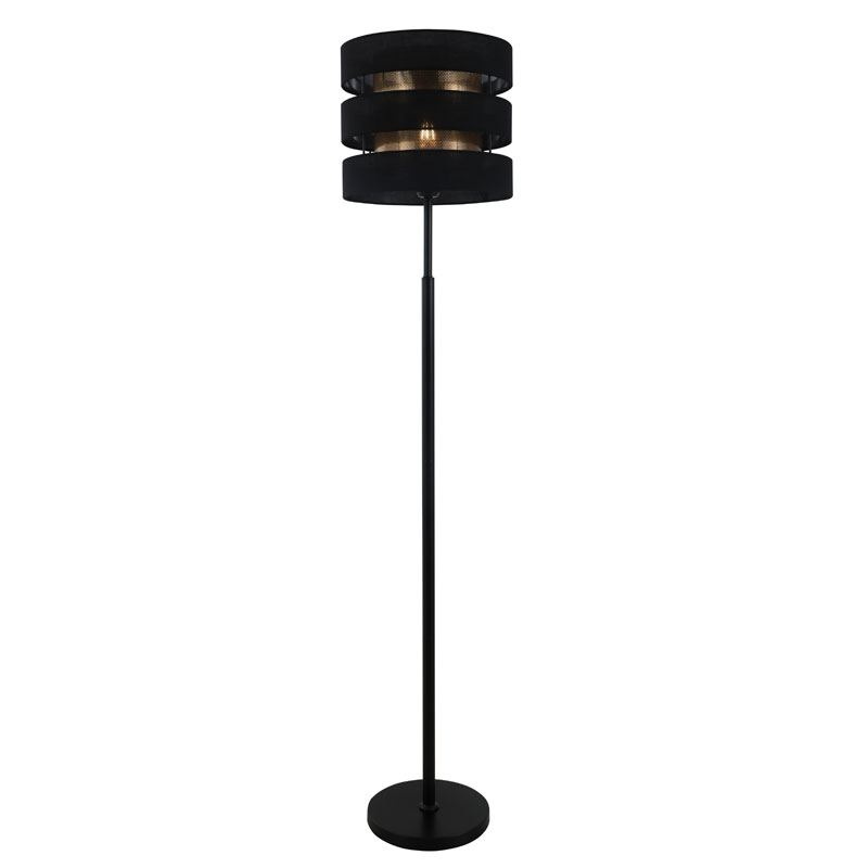 Czarna lampa podłogowa z podwójnym kloszem