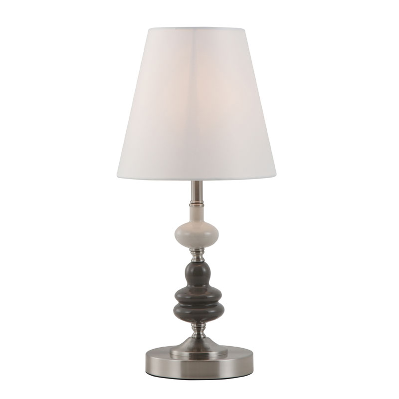 Nowoczesna lampa stołowa Drum w kolorze złamanej bieli