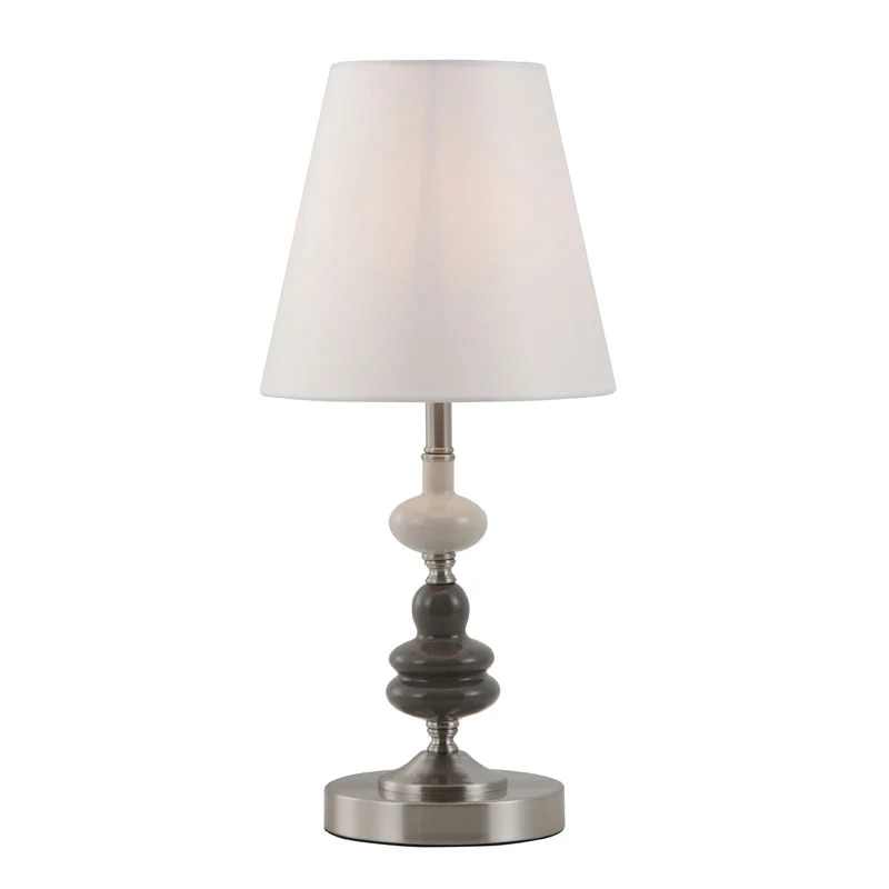 Nowoczesna lampa stołowa Drum w kolorze złamanej bieli