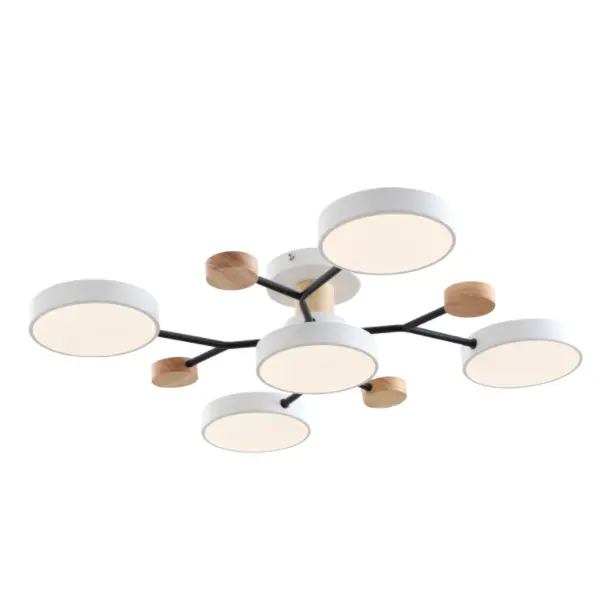 Nowoczesna lampa sufitowa LED z drewnianym akcentem