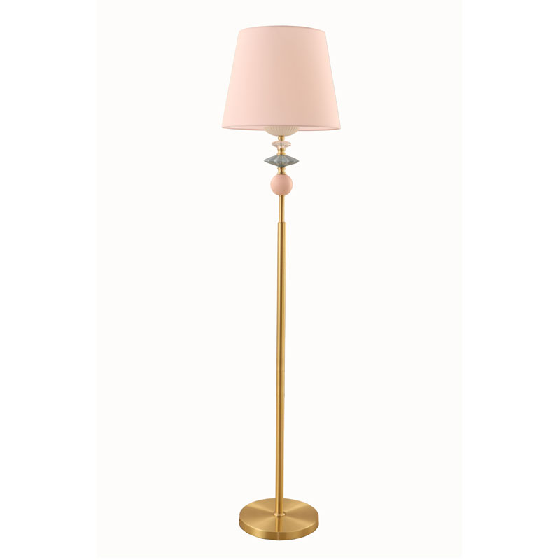 Porcelanowa lampa podłogowa w kolorze Sandy Gold Drum Shade