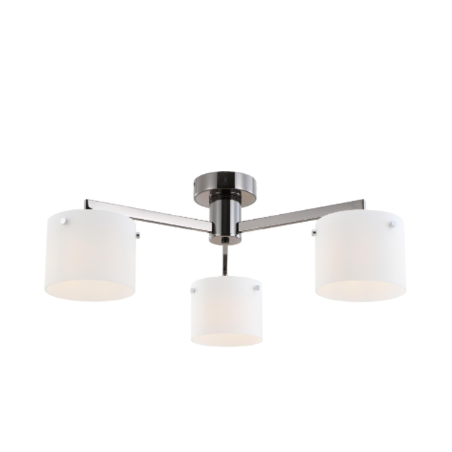 Trzy światło czarny chromowany biały szklany lampa sufitowa