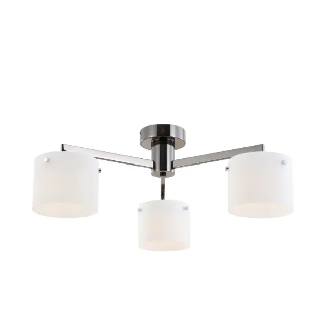 Trzy światło czarny chromowany biały szklany lampa sufitowa