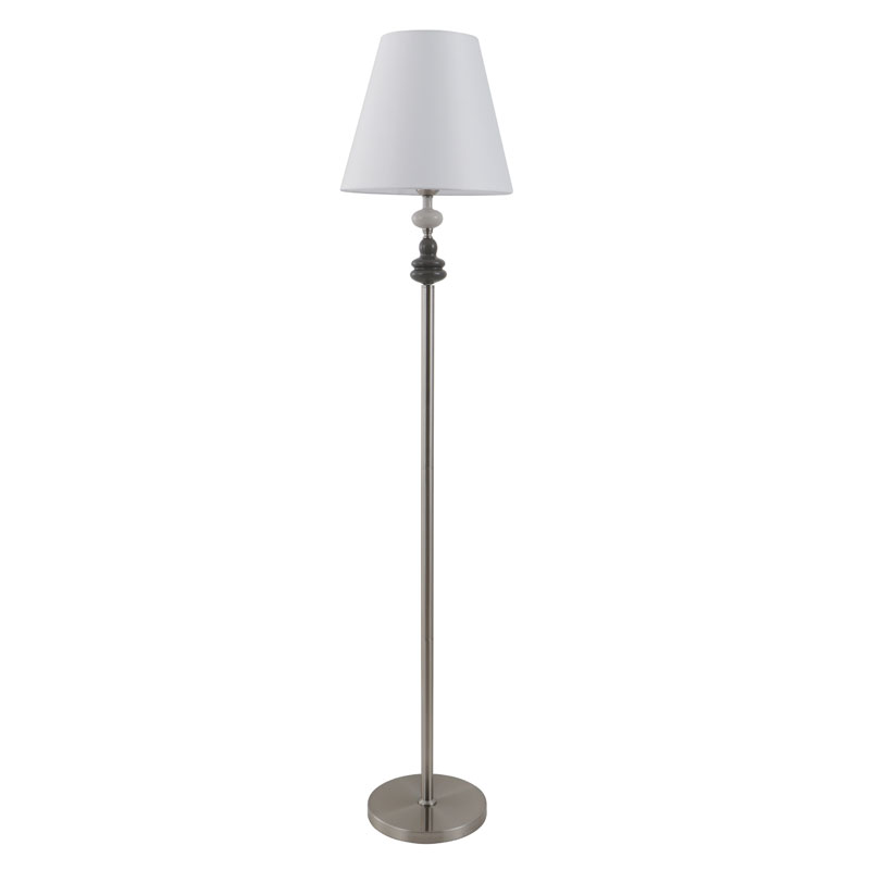 Porcelanowa lampa podłogowa o regulowanej wysokości z białym kloszem